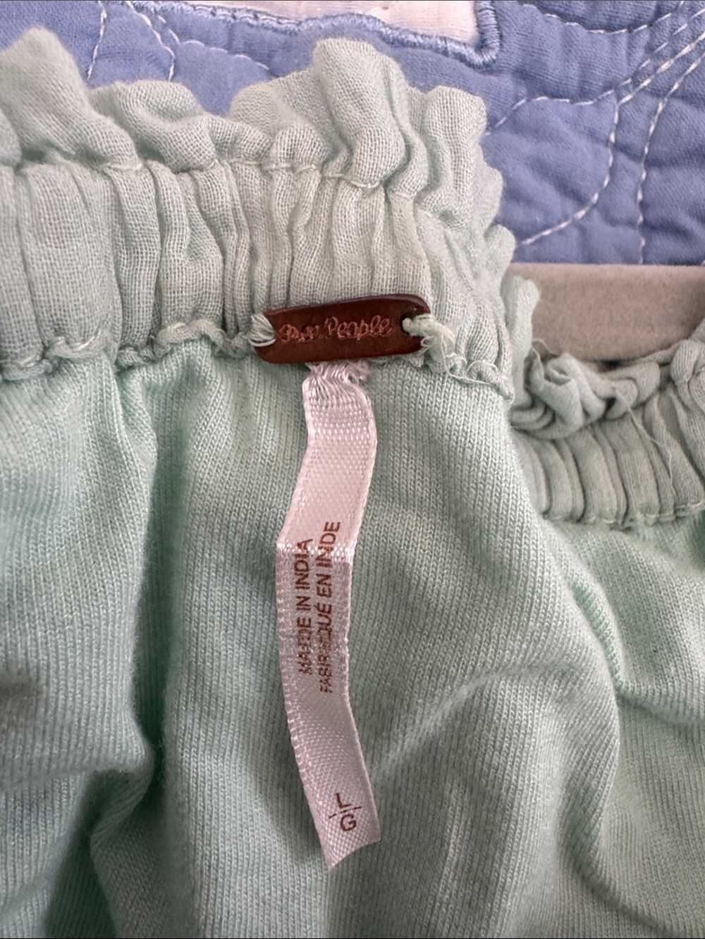 Free People Light Mint Embroidered Crochet-Hem Crop Top - Mint - Picture 2 of 5